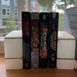 2 alabaster west elm bookends, in great shape